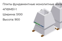 Плита фундаментная монолитная 4ПФМ51-1 в Екатеринбурге